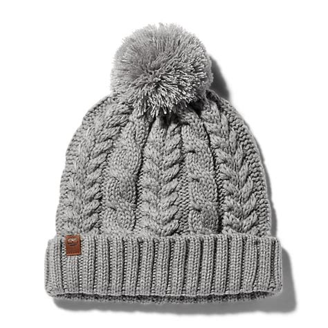 Cable Knit Beanie Hat For Women In Grey Timberland