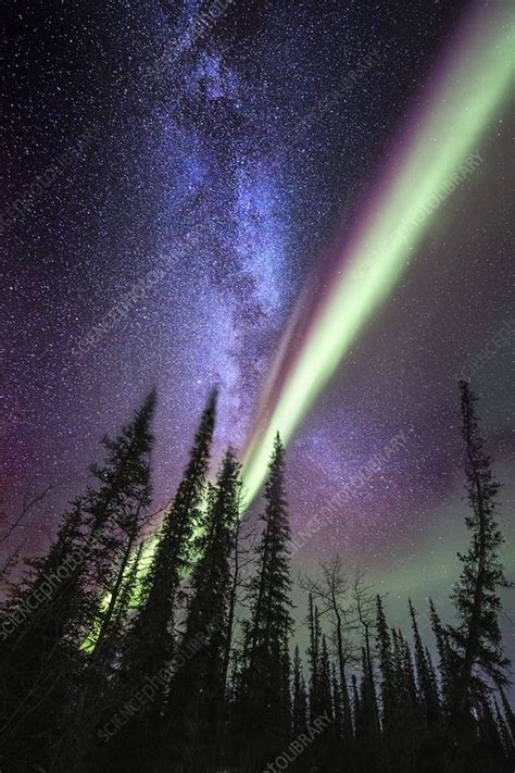 Milky Way And The Aurora Borealis Stock Image C0228448 Science