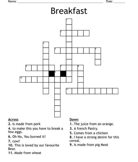 Breakfast Crossword Wordmint