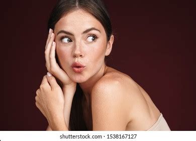 Image Nice Halfnaked Woman Expressing Surprise Stock Photo