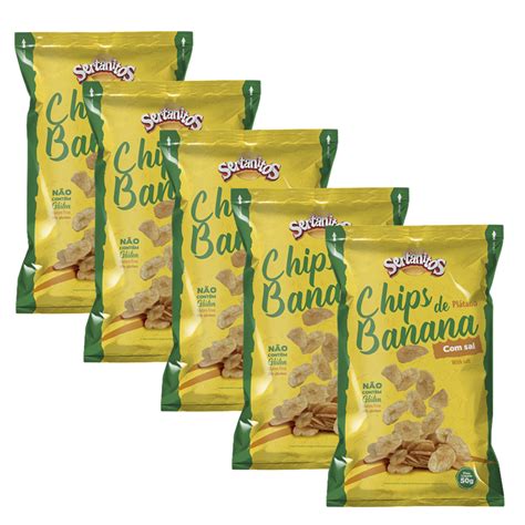 Kit 5 Sertanitos Chips De Banana Com Sal 50g Shopee Brasil