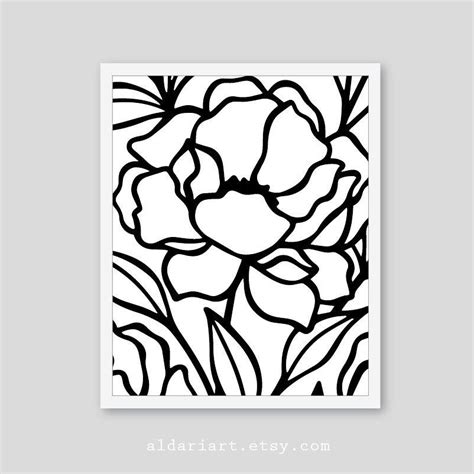 Black And White Flower Art Print Abstract Flower Art Print Etsy