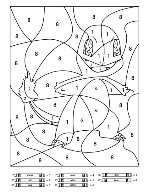Charmander Pokemon Color By Number Coloring Page Free Printable