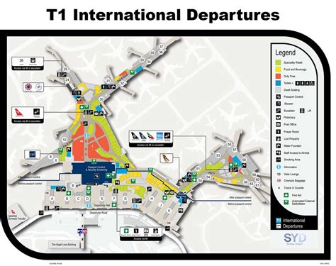 Terminal 1 Map At The Sydney Airport Syd