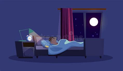 Man Sleeping In Bed Flat Vector Illustration Stock Vector