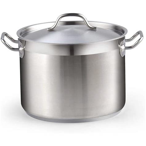 Cooks Standard Professional Grade Qt Stainless Steel Stock Pot With Lid The Home Depot