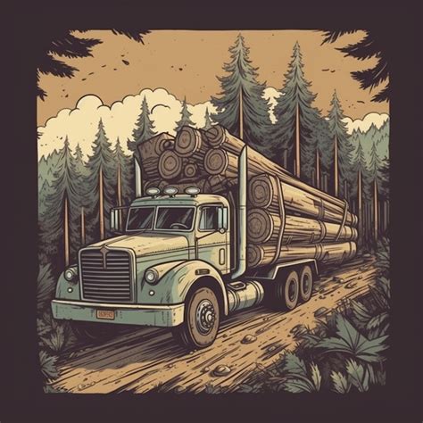 Premium Ai Image A Truck With Logs On The Back