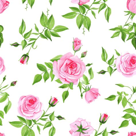 Download Vintage Pink Roses Seamless Vector Print Stock Photo ...