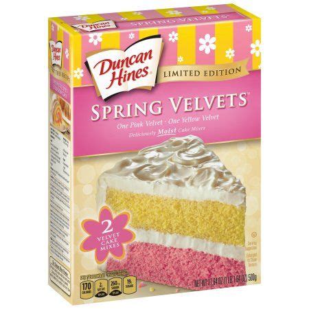 It's made from the duncan hines red velvet cake mix. Duncan Hines® Spring Velvets™ Cake Mixes 17.6 oz. Box in 2019 | Red velvet cake mix, Velvet cake ...
