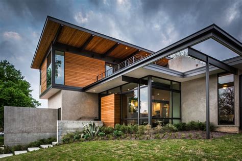Modern House With A Concrete And Wood Facade