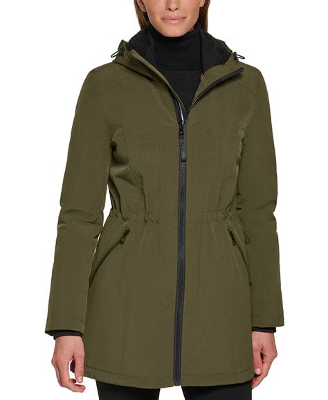 Calvin Klein Womens Petite Hooded Faux Fur Lined Anorak Raincoat Macys