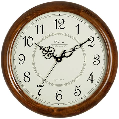 Hense 14 Inch Large Wood Wall Clock Retro Vintage Style Decorative