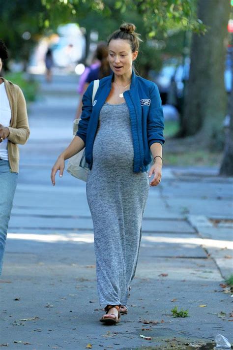 Bump Watch Very Pregnant Olivia Wilde Looks Ready To Pop In A Skin Tight Dress