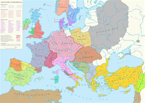 Map Of Europe During The High Middle Ages 1000 Ad Europe Map High