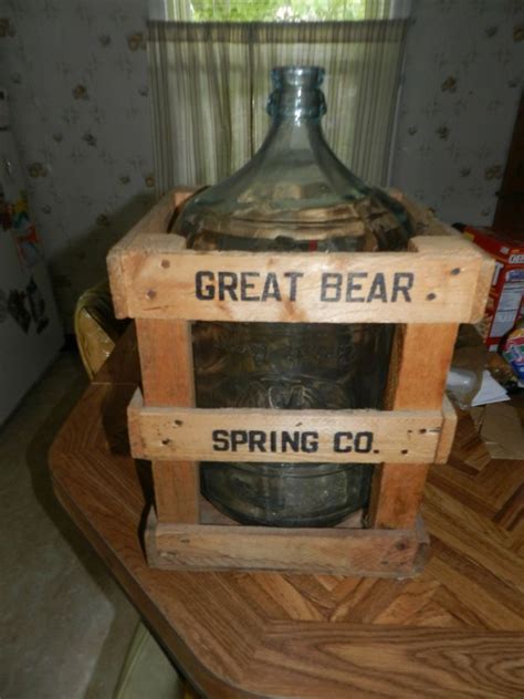 Vintage Great Bear Spring Water 5 Gallon Glass Carboy Wood Crate Nr