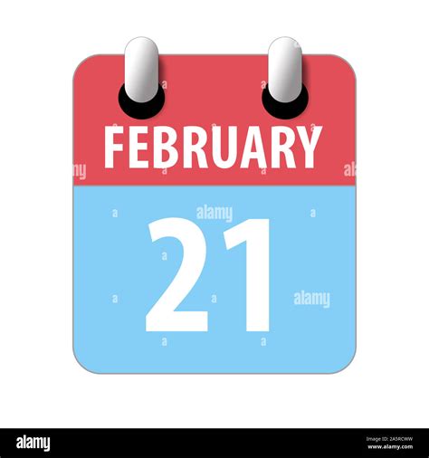 February 21st Day 20 Of Month Simple Calendar Icon On White