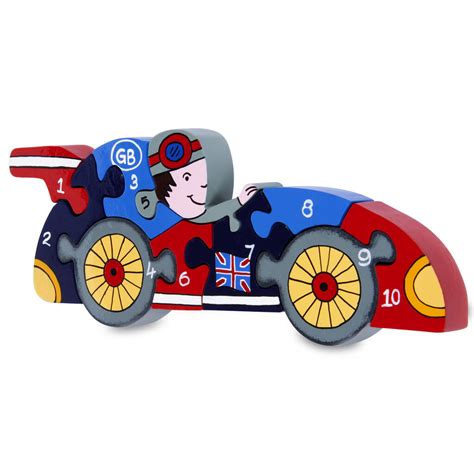 Handmade Wooden British Racing Car Puzzle By Wood Like To Play Ltd