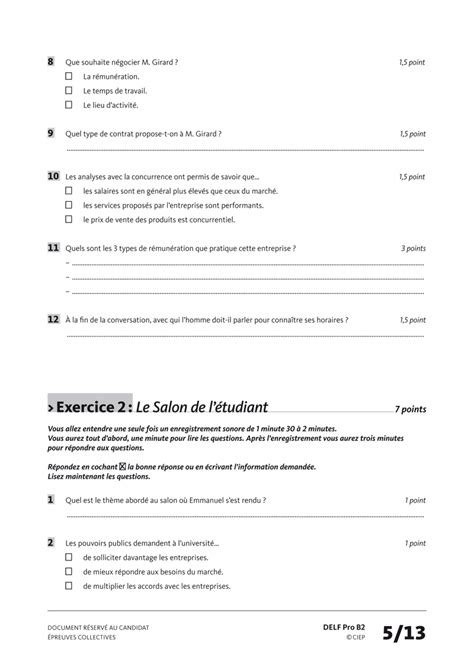 Test De Francais A Imprimer