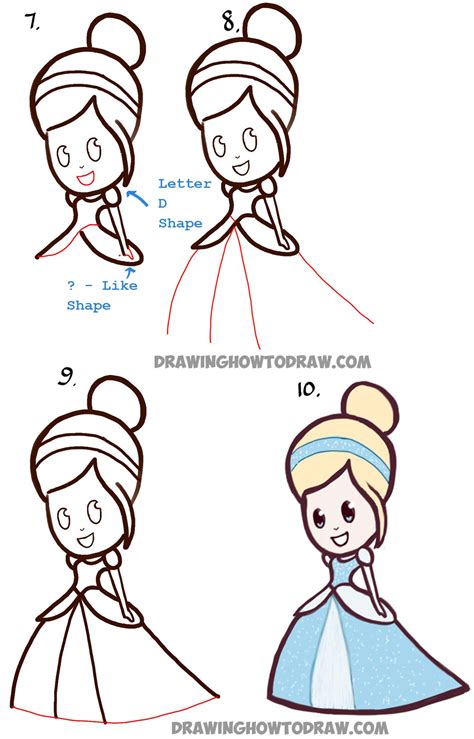 How To Draw Cute Baby Chibi Cinderella Easy Step By Step Drawing