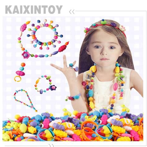 Personalized Girls Jewelry Toys Plastic Beads Set Funny Diy Kids Crafts
