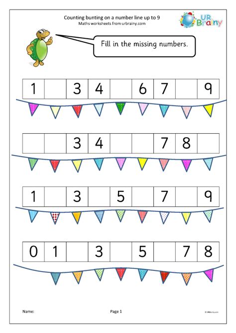 Counting Bunting On A Number Line Up To 9 Counting By