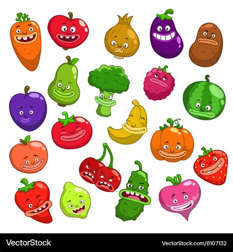 Funny Fruit And Vegetable Cartoon Characters Vector Image My Xxx Hot Girl
