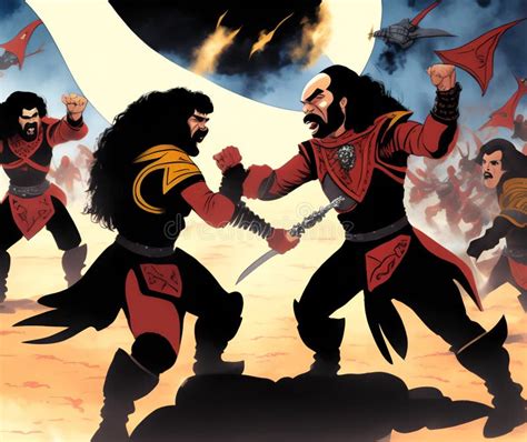 Klingon Warrior Generative Ai Illustration Stock Illustration