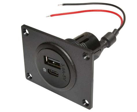 Power Usb Ca Double Socket With Mounting Plate 12 24v Dc 12v