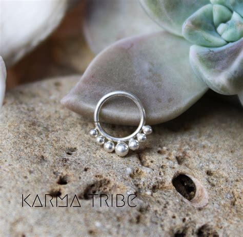 Sterling Silver Septum Ring Tribal Septum Jewelry Indian Etsy