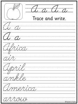Each printable worksheet teaches students how to write the upper and lowercase version of each letter in the alphabet. Alphabet Words In Cursive