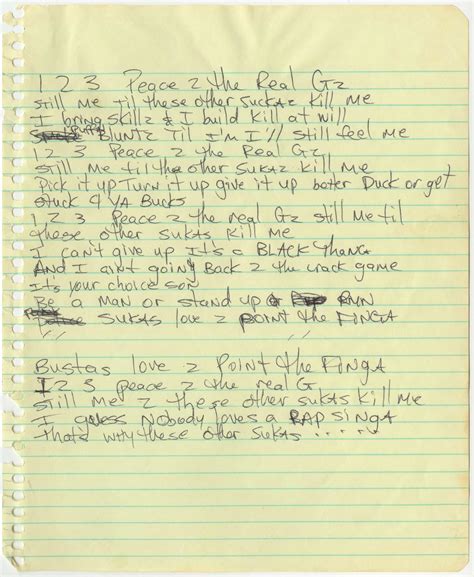 Lot Detail Tupac Shakur Handwritten Lyrics For Point The Finga From
