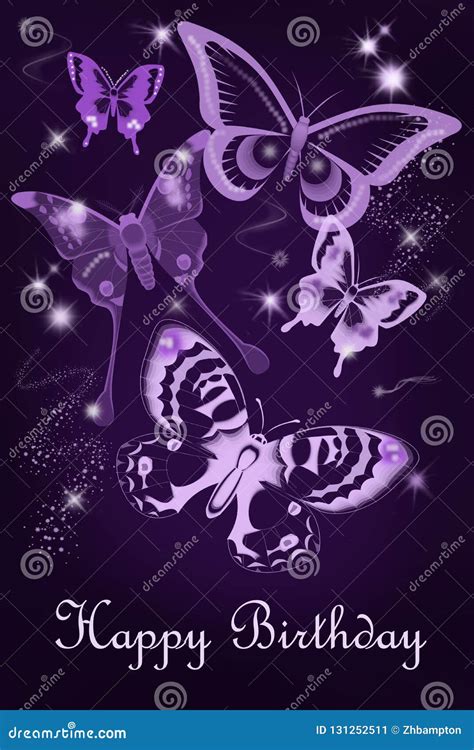 Purple Butterfly Birthday Card Stock Illustration Illustration Of