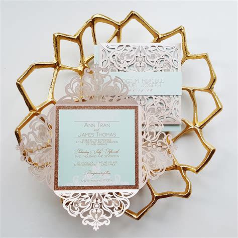 Learn how to diy rose gold and blush invitations for your own wedding!this invitation suite is easy to assemble, affordable, and gives you an elegant result. Rose Gold Wedding Invitation, fairytale Laser cut wedding ...