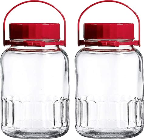 Buy 1 Gallon Glass Jar With Lid Wide Mouth Airtight Plastic Pour Spout Lids Bulk Dry Food