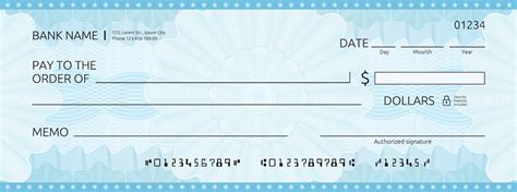Modelo De Cheque Azul De Cheque De Cheque Bancário Em Branco Vetor