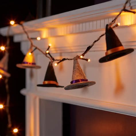 Lights4fun 10 Felt Witches Hat Battery Operated Led Fairy String Lights