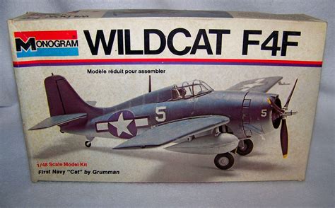 Vintage 1973 Monogram Wildcat F4f Airplane Model Kit Model Airplanes