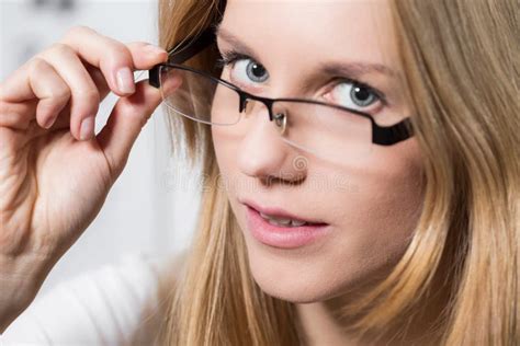 Girl With Optical Glasses Stock Image Image Of Client 56552327