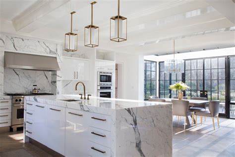 This marble waterfall island was a hit in our parade home waterfallisland tennesseevalleyhomes customhomebuild sweet home white marble kitchen marble top kitchen island bench why are so popular united granite with waterfall edge white modern kitchen marble top kitchen island. Waterfall Kitchen Countertops