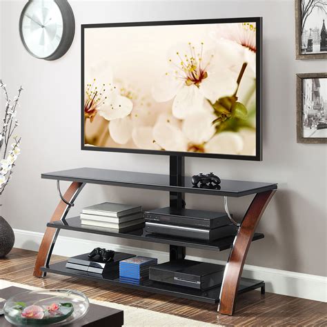 3 In 1 Flat Panel Tv Stand For Tvs Up To 65 Brown Cherry