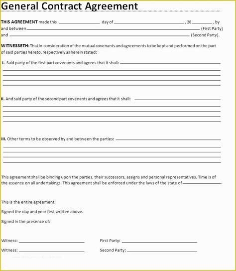 Free General Contractor Agreement Template Of Nice Sample Of Printable