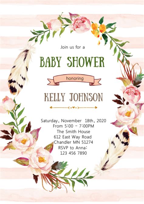 Floral Baby Shower Invitation Template Postermywall