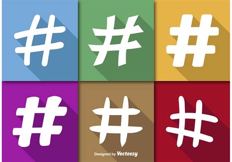 Hashtags Flat Vector Icons 88788 Vector Art At Vecteezy