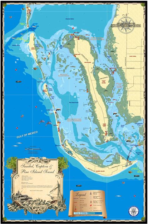 Sanibel Captiva And Pine Island Sound Map Island Map Store