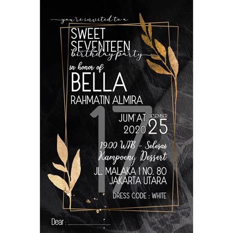 Jual AFY Undangan Kartu Undangan Ulang Tahun Sweet Seventeen AA002
