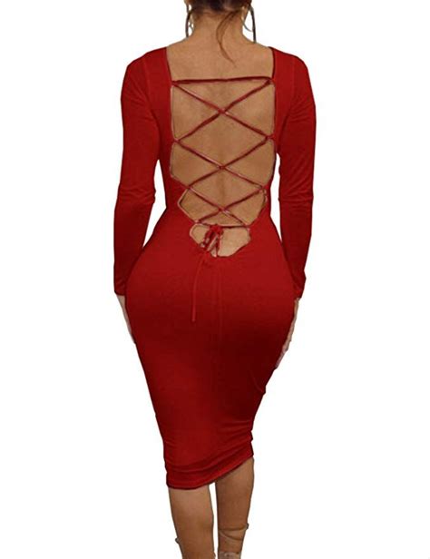 Haola Women S Long Sleeve Bodycon Dress Evening Party Dresses Backless