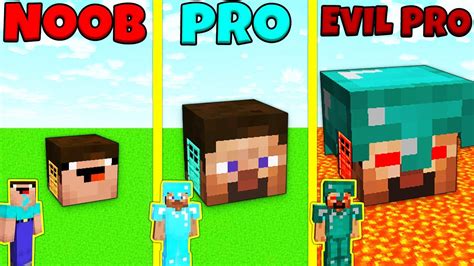 Minecraft Battle Noob Vs Pro Vs Evil Pro Head House Build Challenge