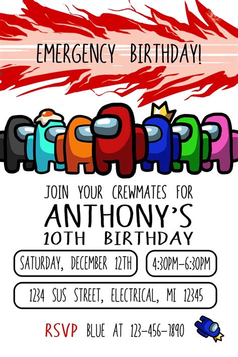 Among Us Birthday Invite Digital File Printable Etsy