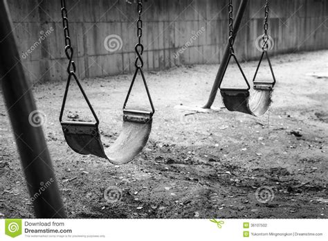 Empty Swings In Black And White Stock Photo Image Of Swingset Child