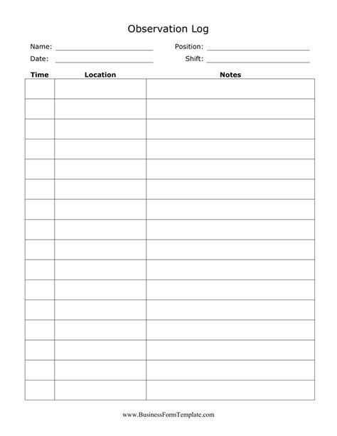 Observation Log Template Fill Out Sign Online And Download Pdf